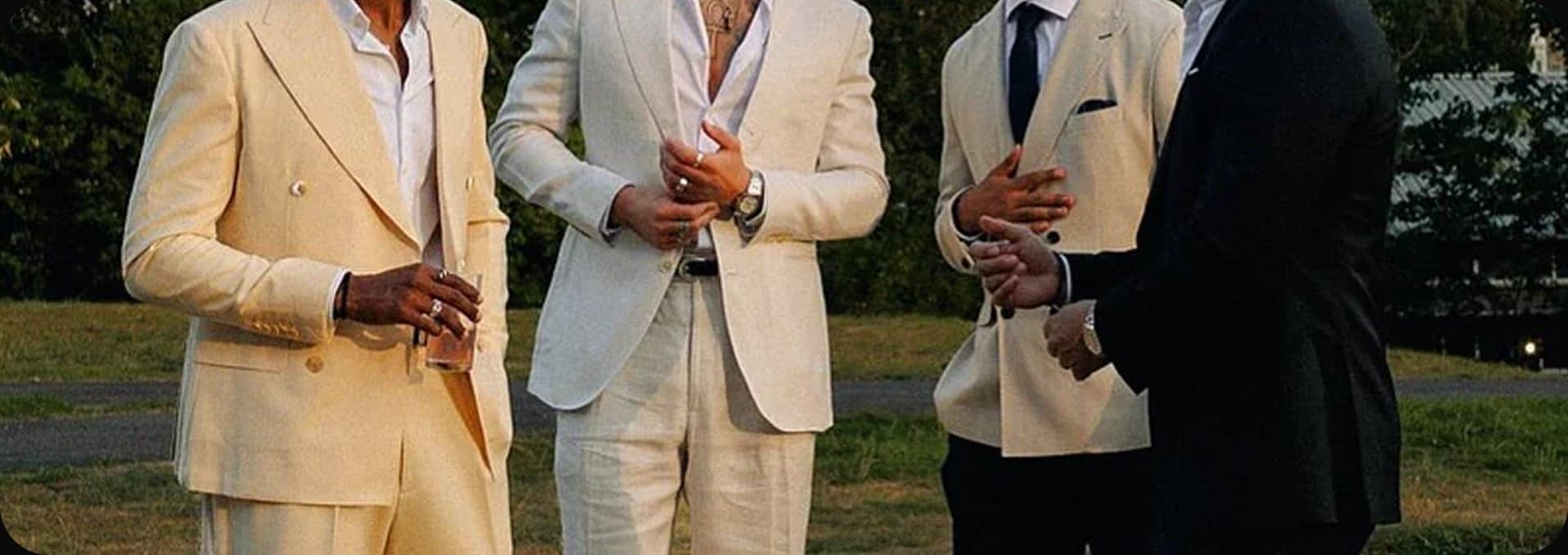 Wedding guests in suits